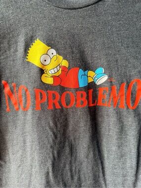 The Simpsons Bart Simpson No Problemo Graphic Tee Kids Large 10/12 Gray Shirt